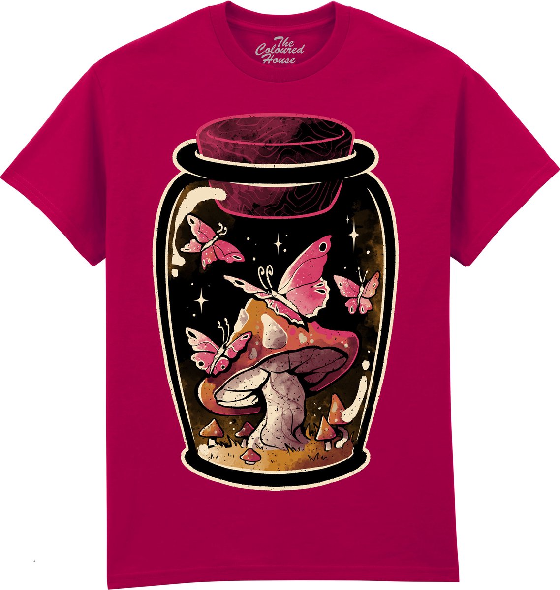 Vlinders Paddenstoel Butterfly Glass The Coloured House T-shirt 3XL