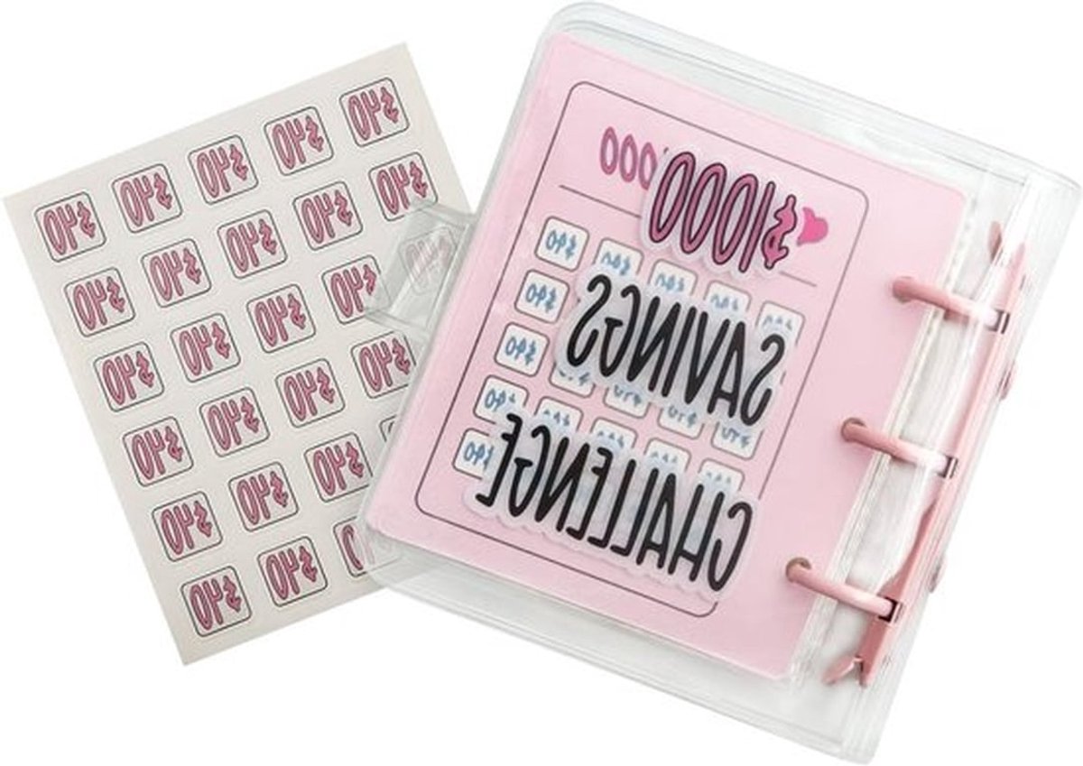 Mini Geldbesparingsboek met 25 Cash Envelopes, Budget Planner en Stickers voor Effectief Sparen
