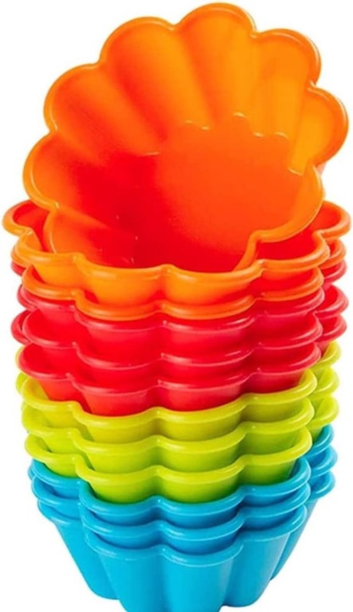 Siliconen Eiertaartvorm 12 stuks Mini Bakvormpjes 3 inch Cupcake Mallen Herbruikbare Muffinvormpjes Cakevorm