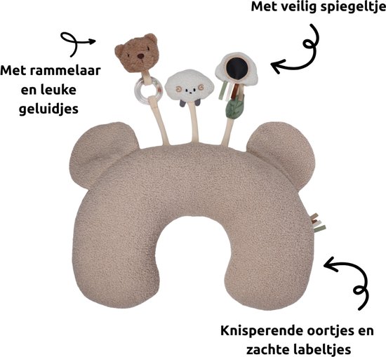 MamaLoes Bowie de Beer Buiktrainer Baby - Buikligtrainer - Tummy Time kussen - Buikkussen - Activiteitenkussen — afbeelding 2