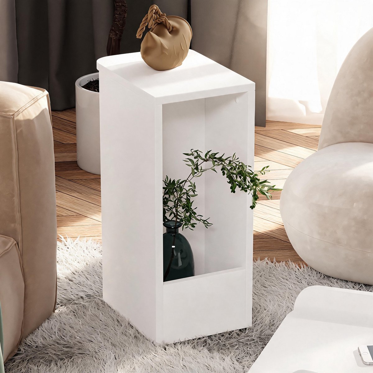 Asir - Bijzettafel - Wit - 24,8 x 34,8 x 60 cm