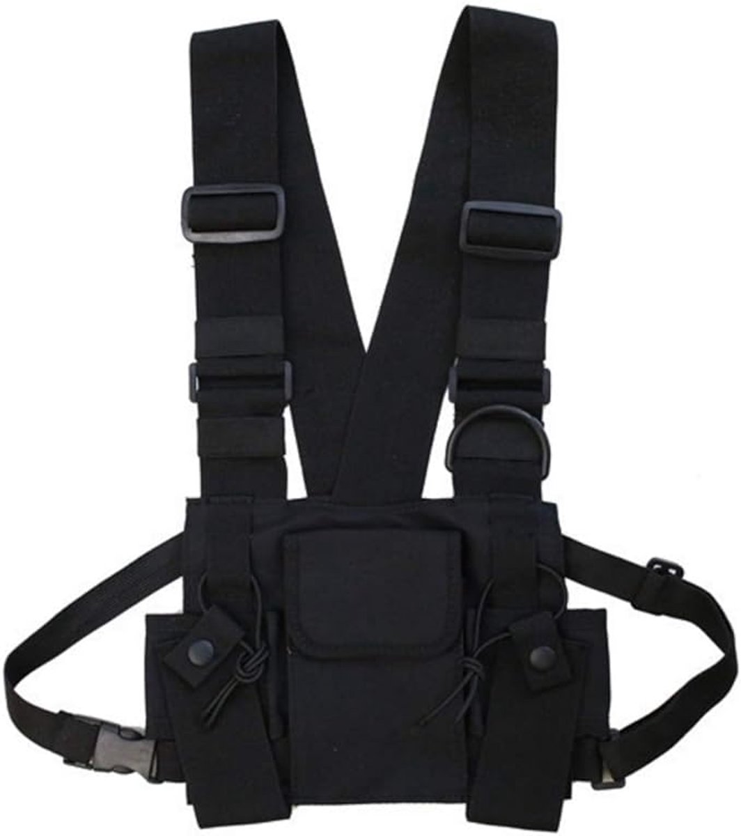Tactische Borsttas met Radiohouder - Functionele Chest Rig voor Heren - Heuptas voor Walkietalkie - Hip Hop Streetwear Accessoire - Verstelbare Riempouch