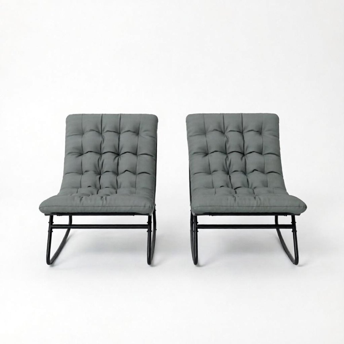Twee schommelstoelen set - dikke polyestervezel schuim mat - ademende - grijs