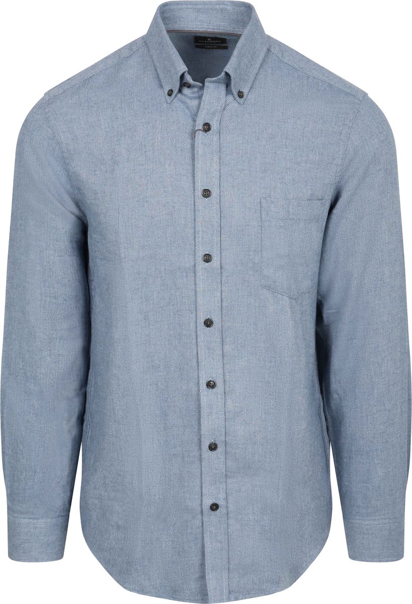 CASA MODA Sport casual fit overhemd - structuur - middenblauw