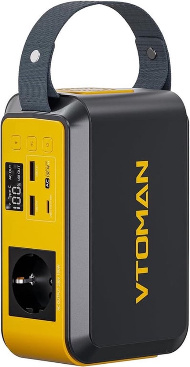 SnelShoppen - Jump 100 Powerstation 89.6Wh LiFePO4 100W AC 65W PD - Duurzaam, Veilig, Compact, Voor Camping en Noodstroom - Multi-Apparaat Opladen