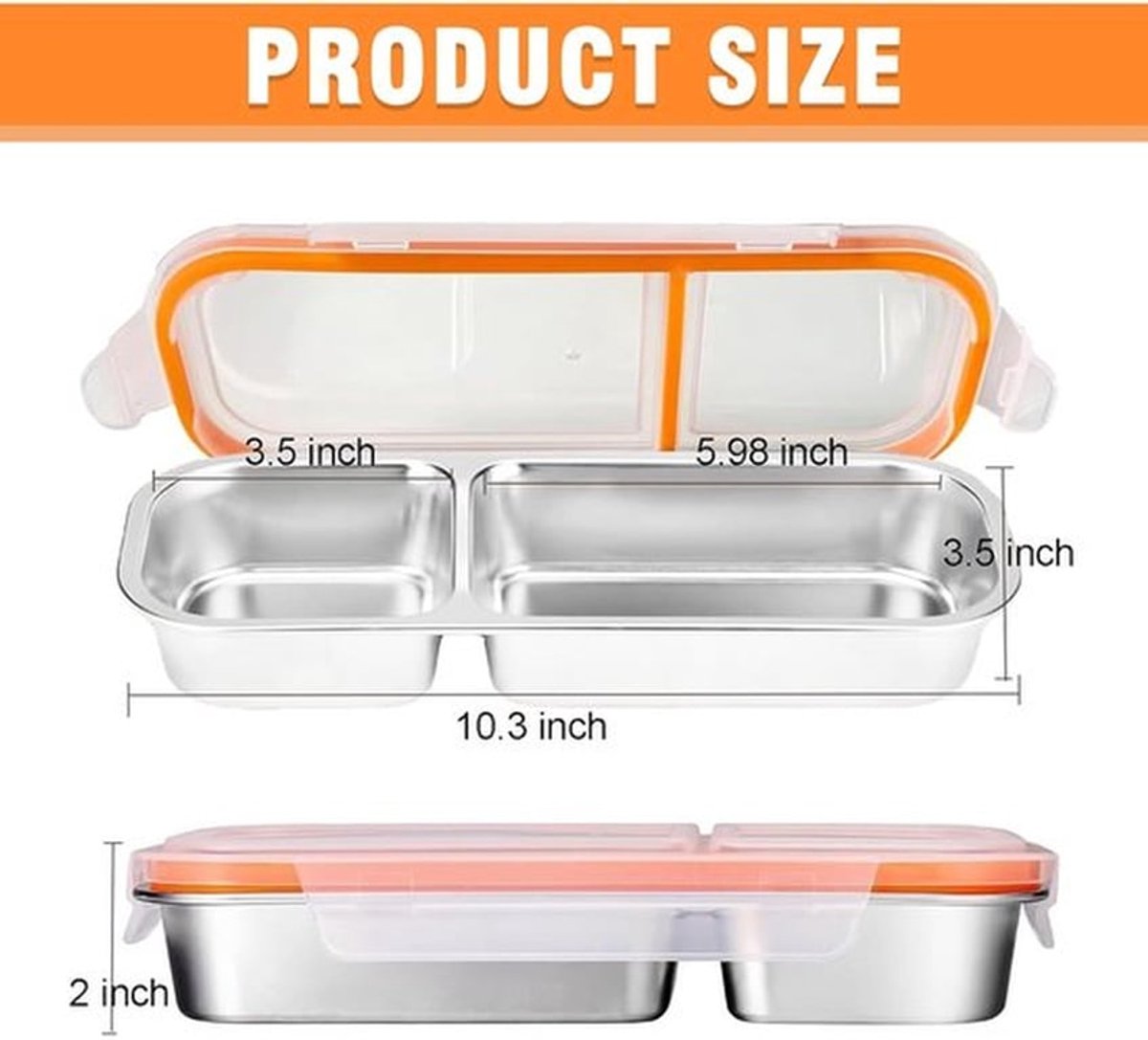 Snackbox met vakken, 2/3 vakken, snackdoos met deksel, vaatwasmachinebestendig, perfect voor picknick, gezinnen en kinderen, to-go snack opbergdoos (2 vakken)