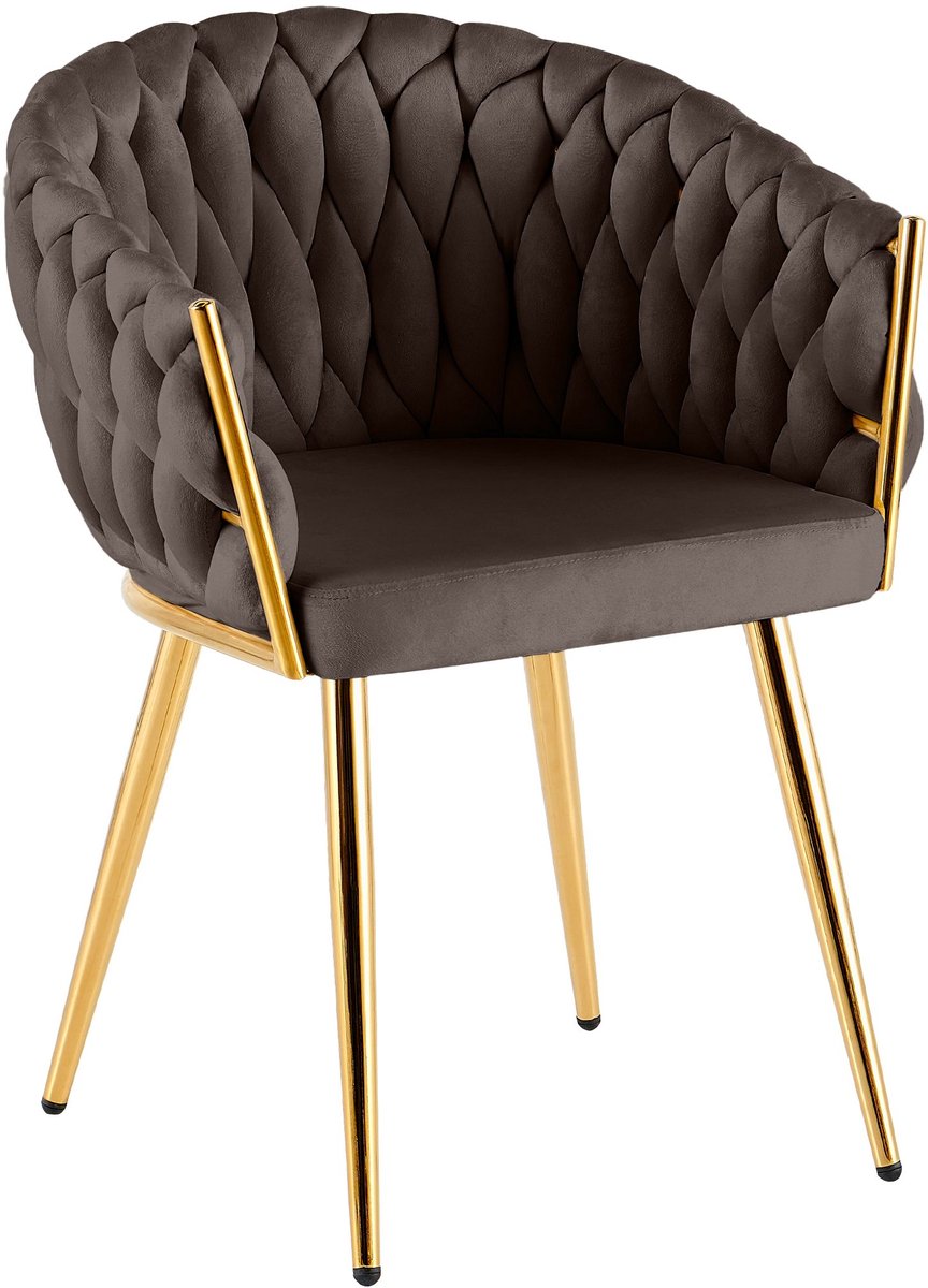 CLP Molise Eetkamerstoel - Goud frame - 150 kg - Velvet - Fluweel/bruin