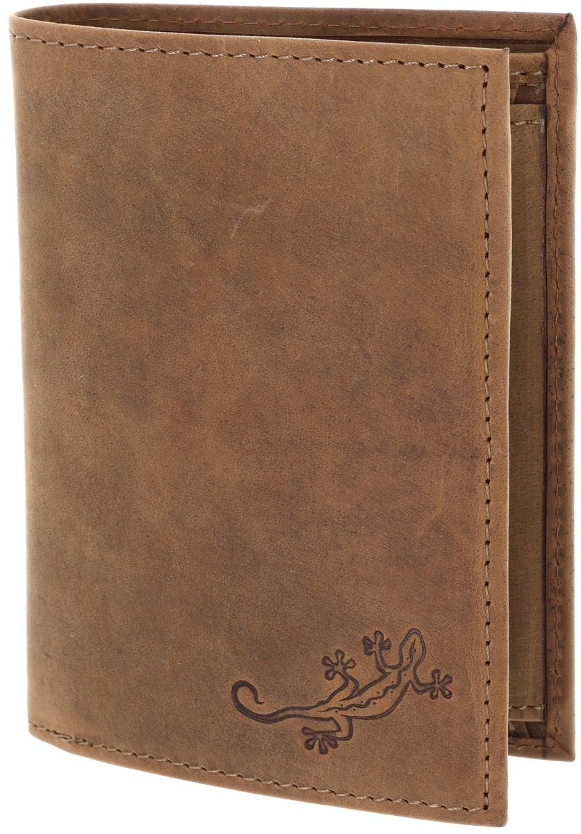 oxmox Leren portemonnee Leather RFID Protect Kombibörse Lizard 2.0 Embossed Vintage Light Brown bruine