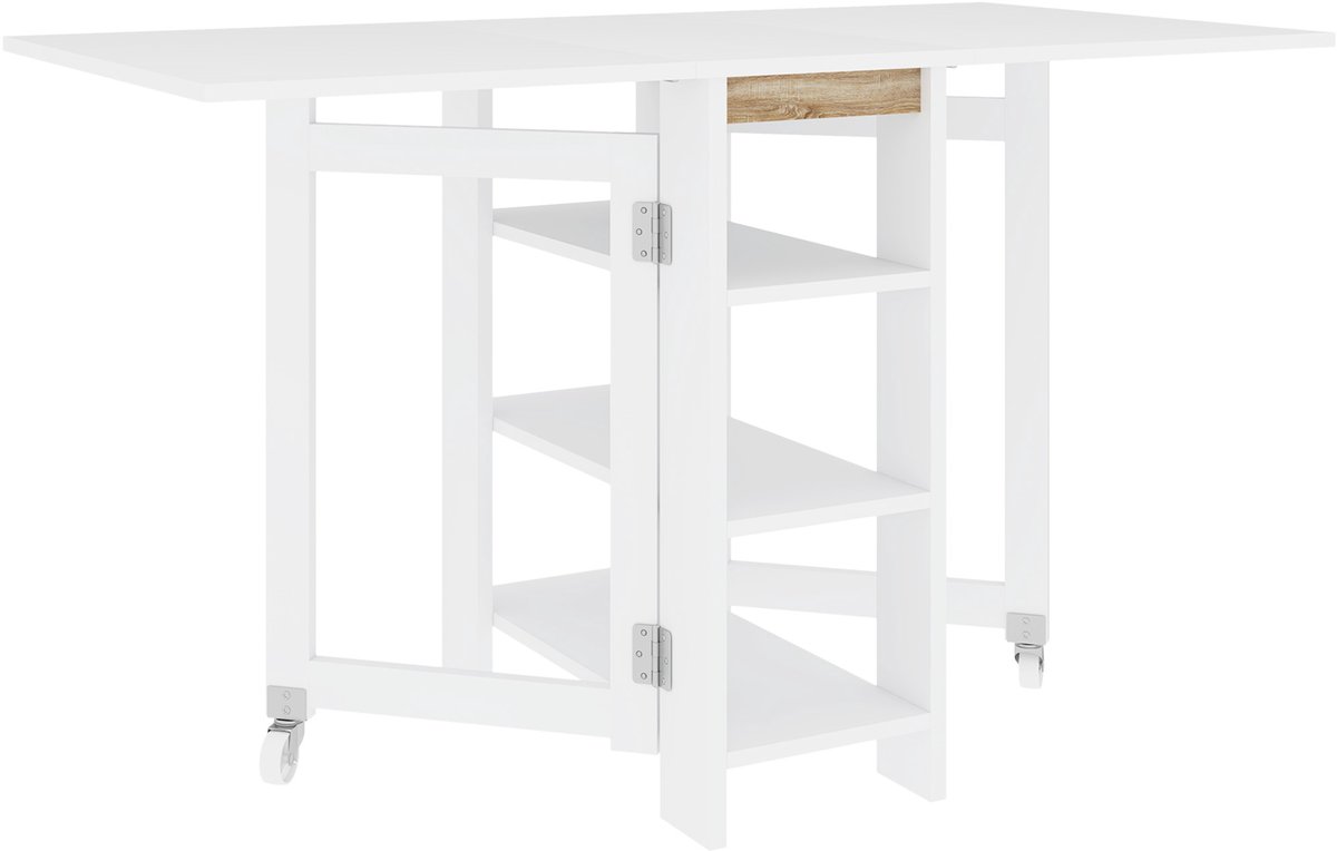 HOMCOM opklapbare eettafel - spaanplaat - 120x60x75cm - wit