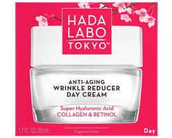 Hada Labo Tokyo Anti-Aging Wrinkle Reducer Dagcrème – Hydraterende Gezichtscrème met Hyaluronzuur – Anti-Rimpel Dagverzorging – Gezichtsverzorging – 50 ml
