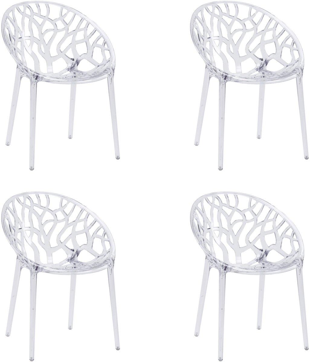 Eetkamerstoel / designstoel Artifo T, transparant polycarbonaat, set van 4, hjh LIVING