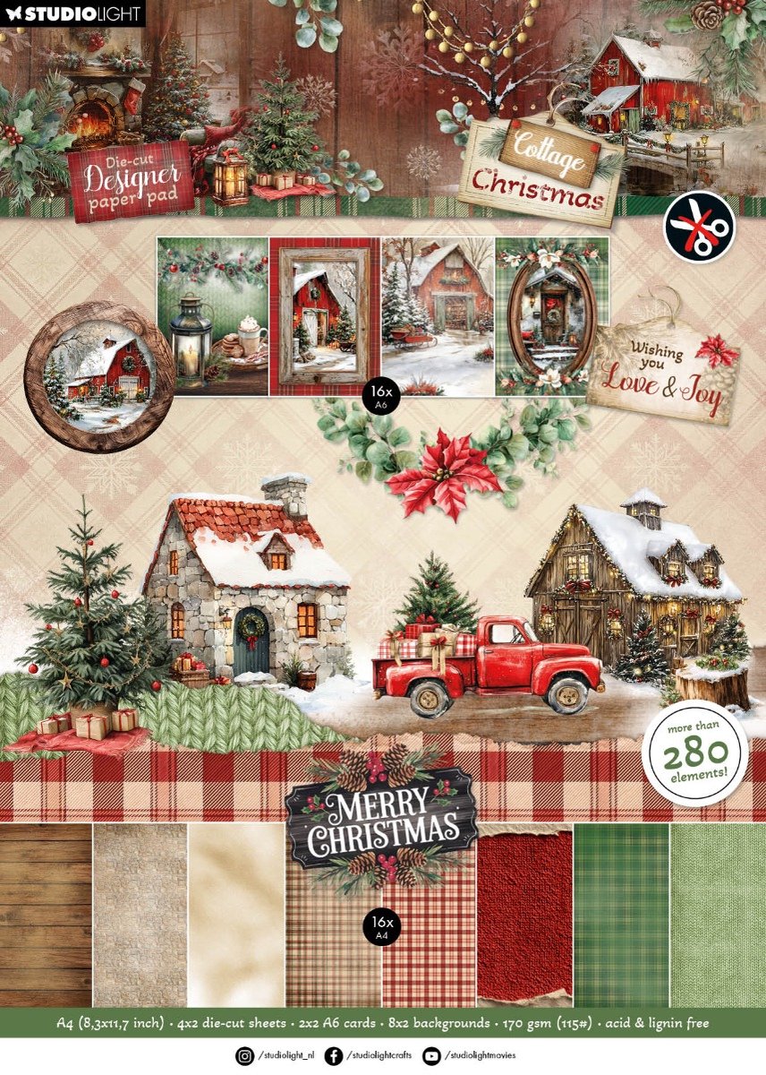 Die cut paper pad - Cottage christmas nr. 483