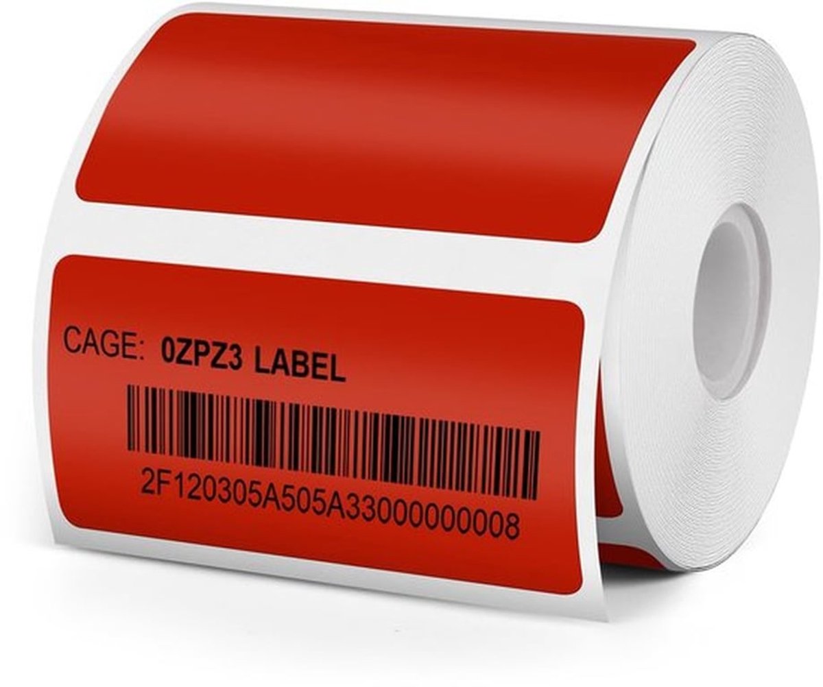 Thermische Adreslabels - Waterdichte Stickers - 350 Stuks - Rood - Zelfklevende Etiketten - Geschikt voor M110/M220 - Vinyl