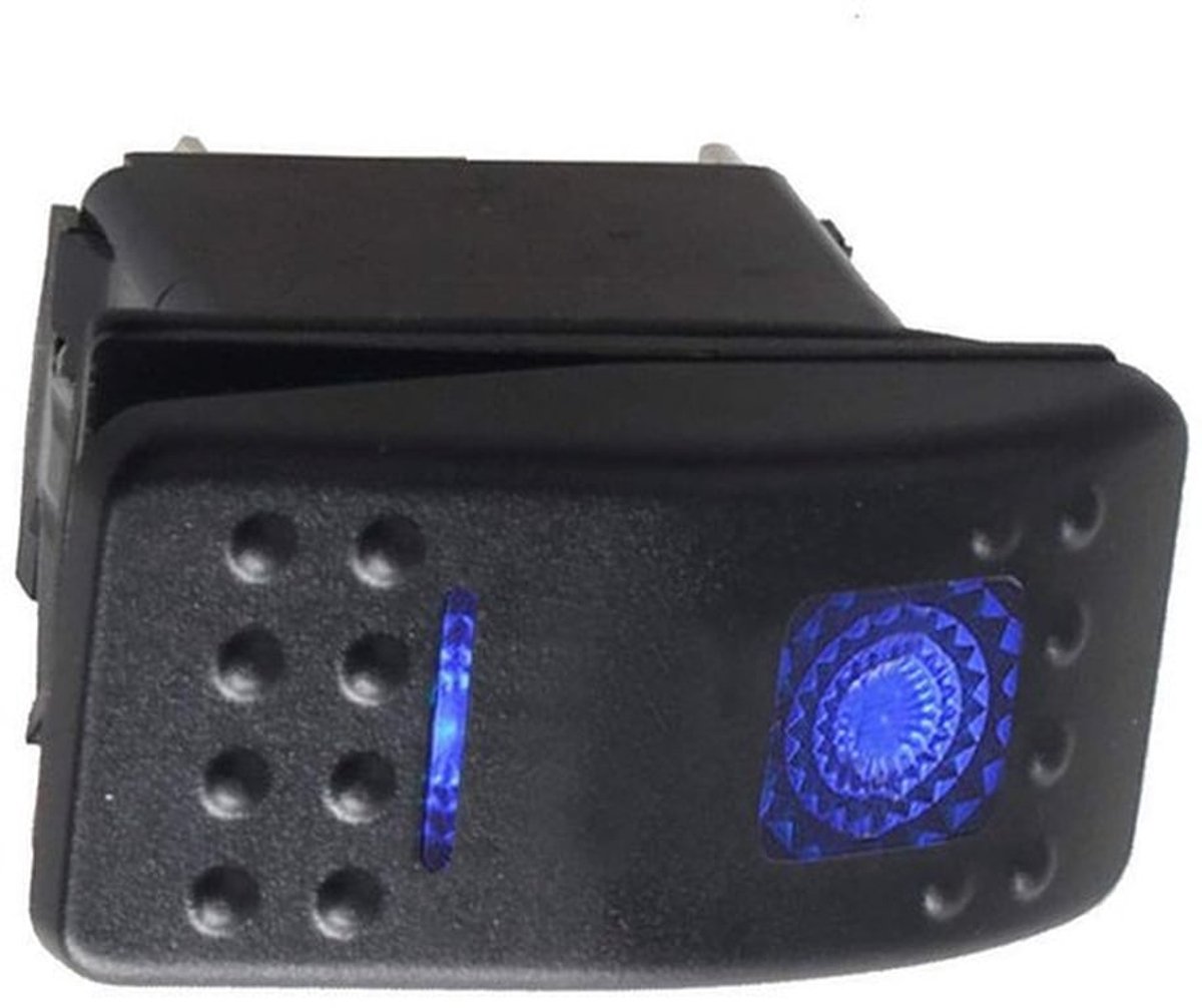 Rocker-schakelaar - Waterdichte schakelaar - Blauwe LED - 12V 20A - Voor auto en boot - Ideaal voor vrachtwagen en boot - Geschikt voor buiten
