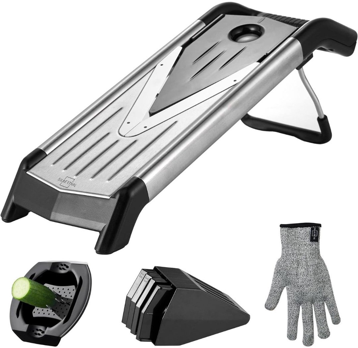 JCP® Groentesnijder - Groente Snijder Handmatig - Spiraalsnijder - Zilver - 41cm x 14cm x 15cm