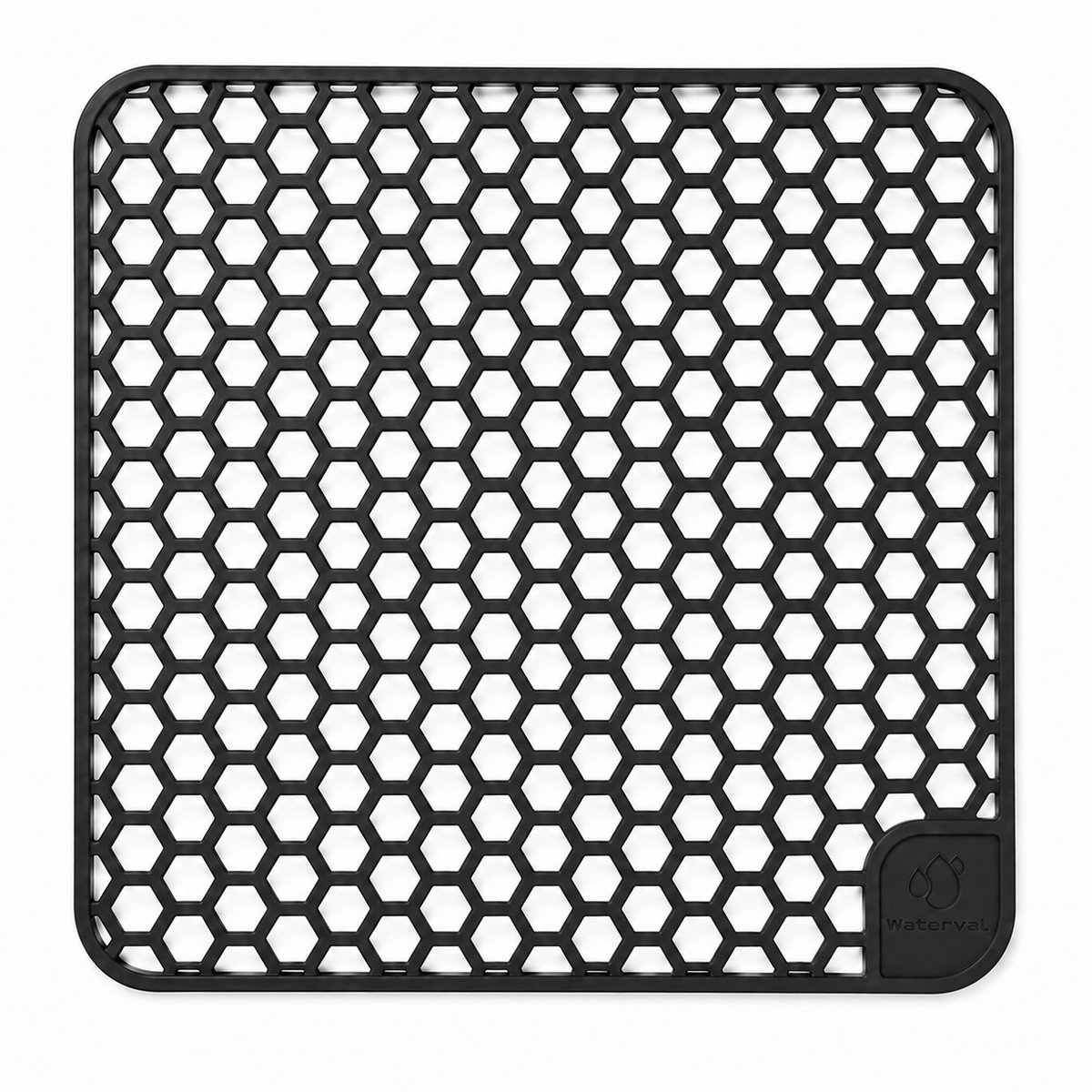 Waterval Gootsteenmat - Siliconen - Zwart - 37 x 37 cm - Vierkant
