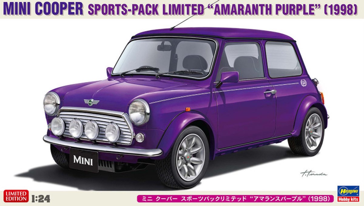 Hasegawa Modelbouwpakket Militaire voertuigen - 20814 Mini Cooper Sports-Pack Limited Amaranth Purple 1998 - Britse Klassieke Auto Plastic - 1:24 - Modelbouw