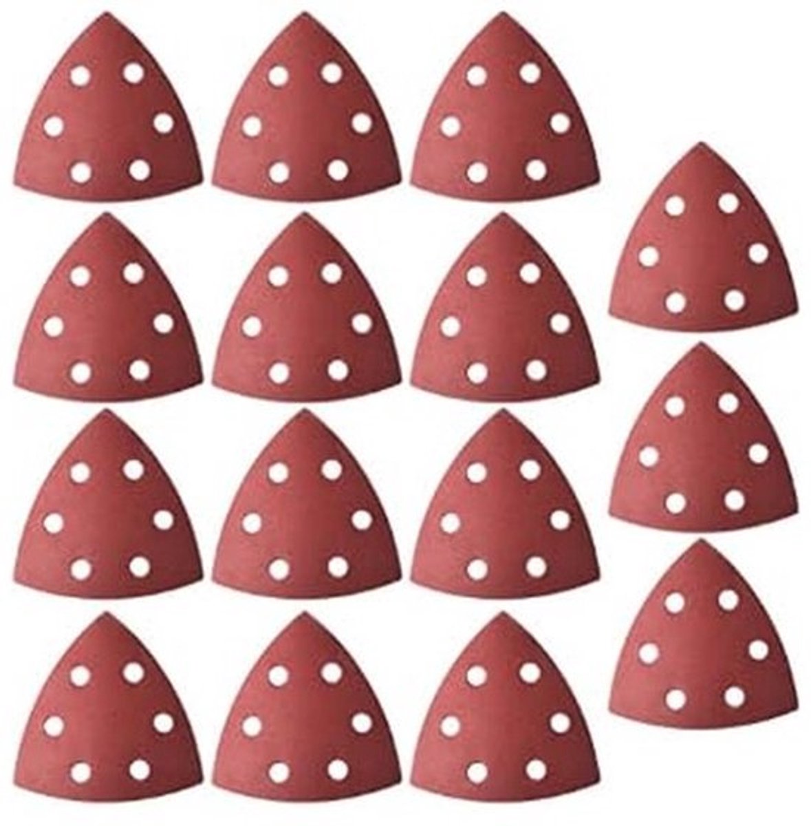 Schuurpapier 320 - Driehoekig - 6-holes - Set van 15 - Aluminiumoxide - 90 x 90 x 90 mm - Schuurvellen