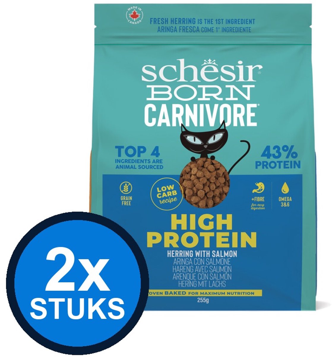 Schesir Schesir - Born Carnivore Haring & Zalm - Kattenvoer Droogvoer - 1,25kg