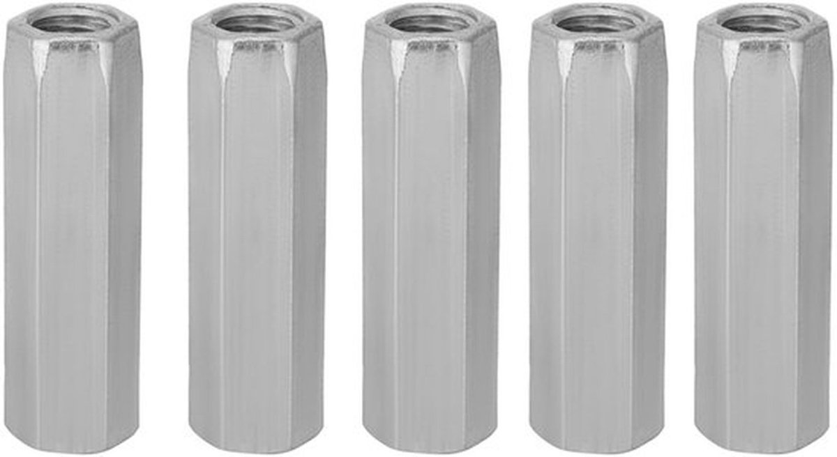 Zeskantmoer Lange Schacht - Koolstofstaal Gegalvaniseerd - M10*40 - Bevestigingsmiddelen - 5 Stuks - Essentieel Hulpmiddel - Moeren