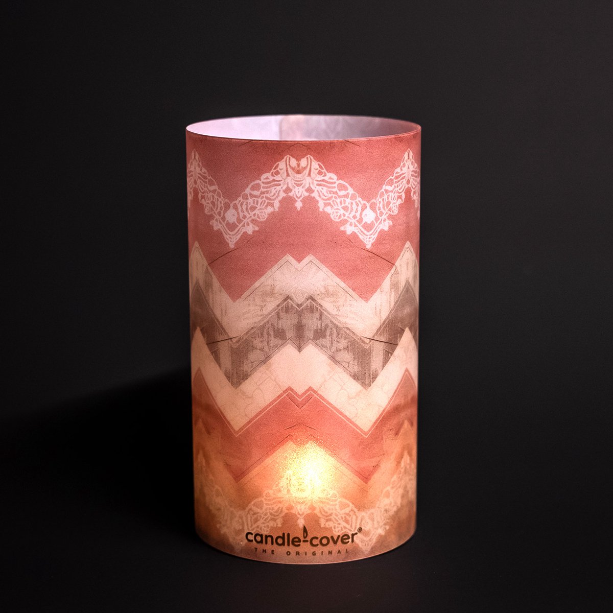 Candle-Cover - Romantic Wave - trendy omhulsel voor (oplaadbaar) theelicht en waxinelicht - windlicht - 9 cm rond - 16 cm hoog
