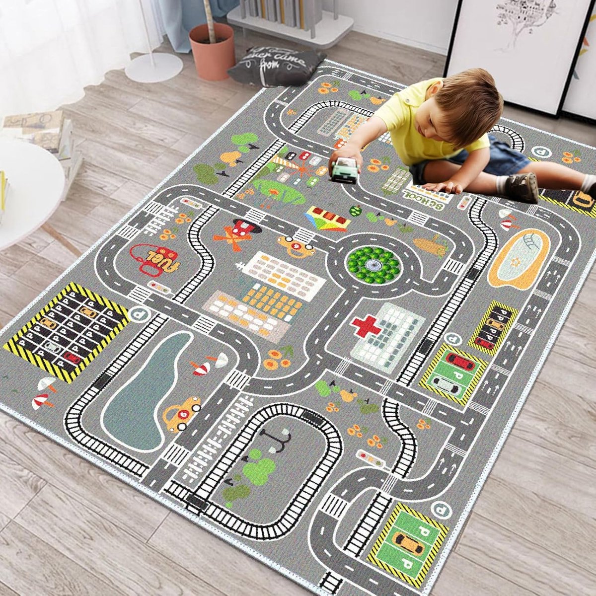 Autotapijt voor Kinderen, Straattapijt, Als Cadeau, Antislip, Wasbaar, 120 x 160 cm