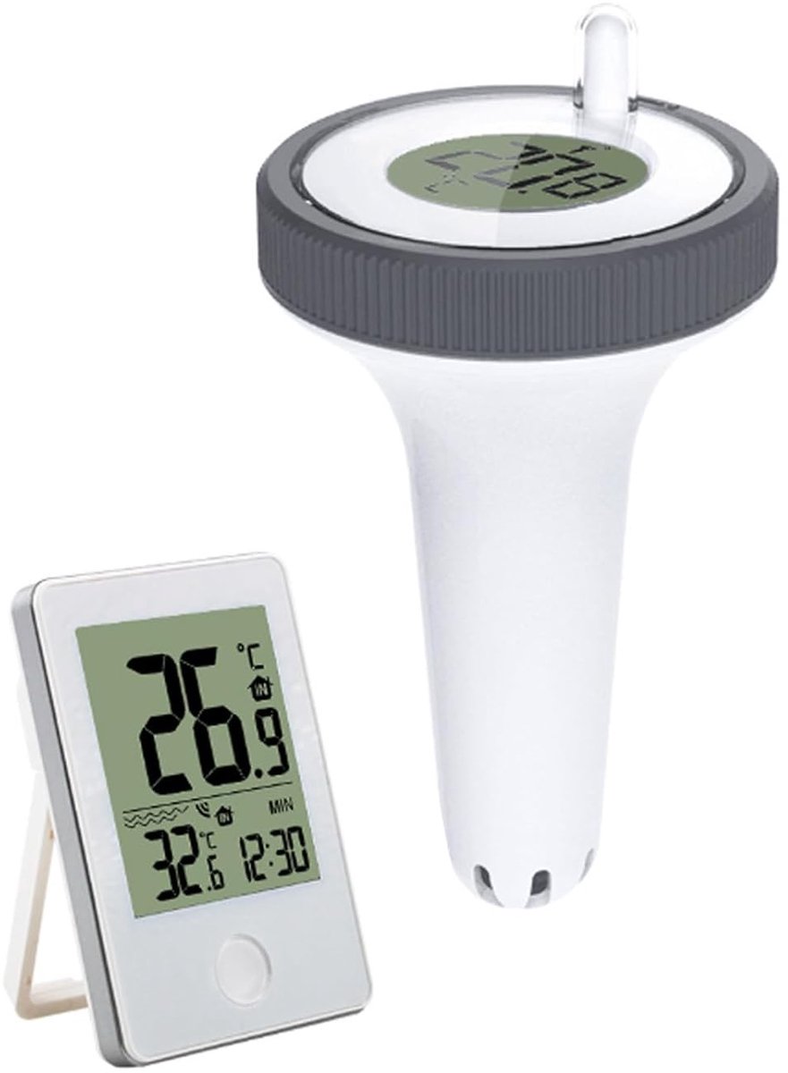 Wifi-thermometer - Wit - Draadloze Digitale Zwembadthermometer met Binnenmonitor - Waterdichte Vijver- en Badkuipthermometer