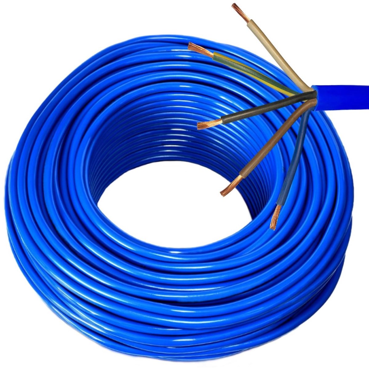 Elektrische Kabel - Stroomkabel - Veilig Stroom Leggen - Hittebestendig Polyurethaan - 30 Meter 5x2.5mm - Blauw