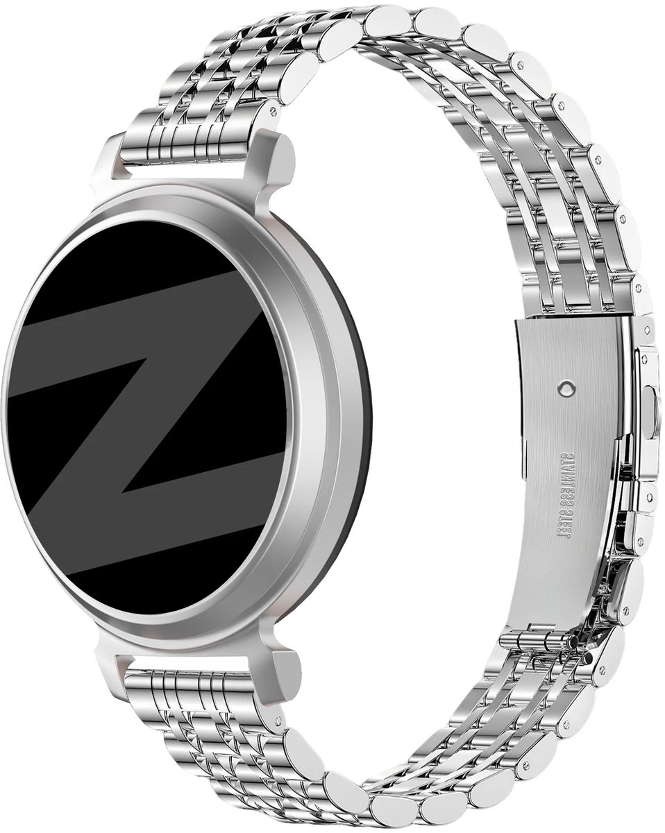 Bandz Stalen 'Classic' band geschikt voor Garmin Lily 2 / Pebble Round 2 - Zilver