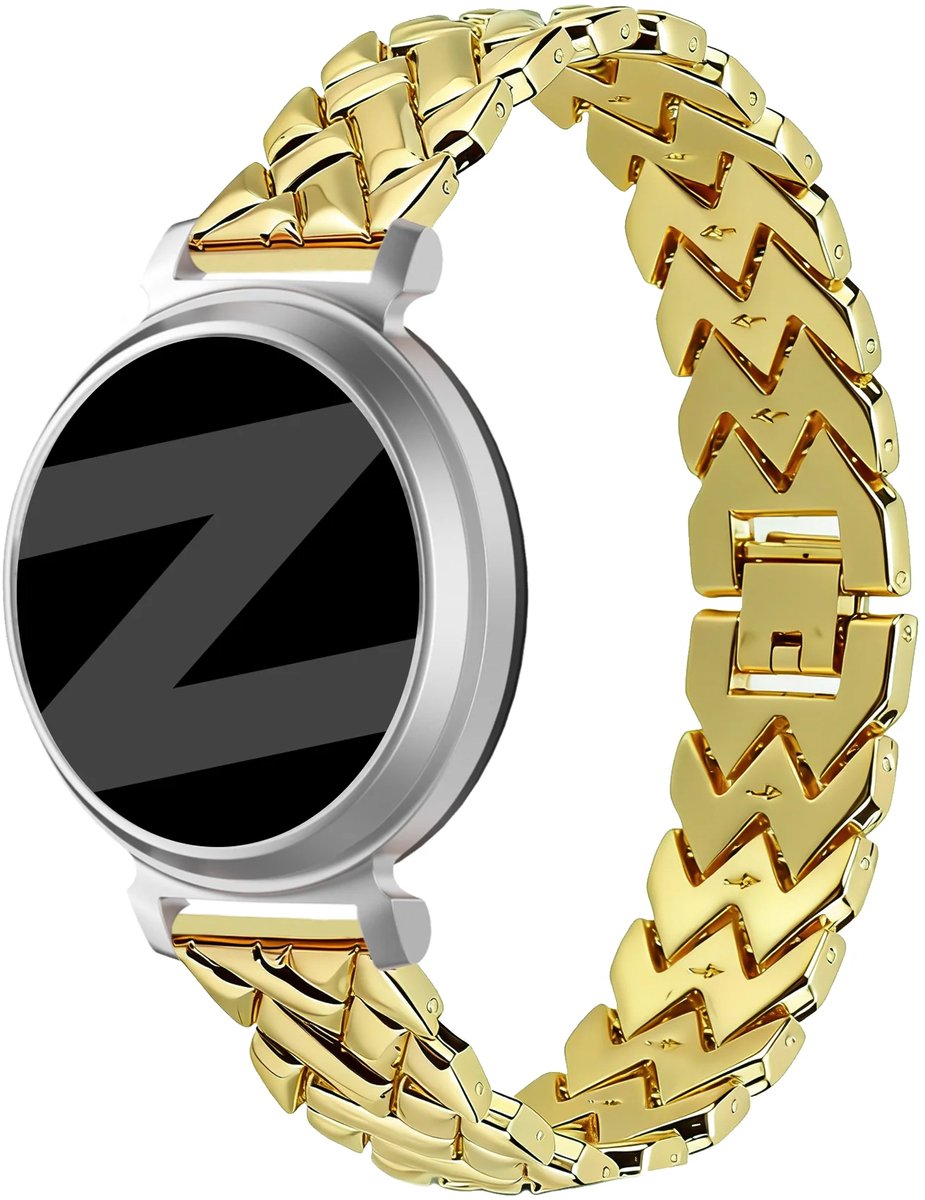 Bandz Metalen 'V-Type' bandje geschikt voor Garmin Lily 2 / Pebble Round 2 - Goud