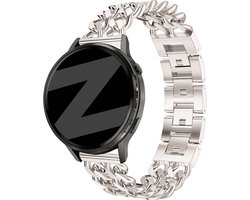 Bandz Metalen 'Double Chains' bandje geschikt voor Samsung Galaxy Watch 7 (40/44mm) / Galaxy Watch 6 (Classic) / Watch 5 (Pro) / Watch 4 / Watch 3 / Watch FE / Polar Ignite 3-2 / Pacer / Unite / Huawei GT3 - GT2 / Amazfit GTS 4-3-2 (Sterrenlicht)