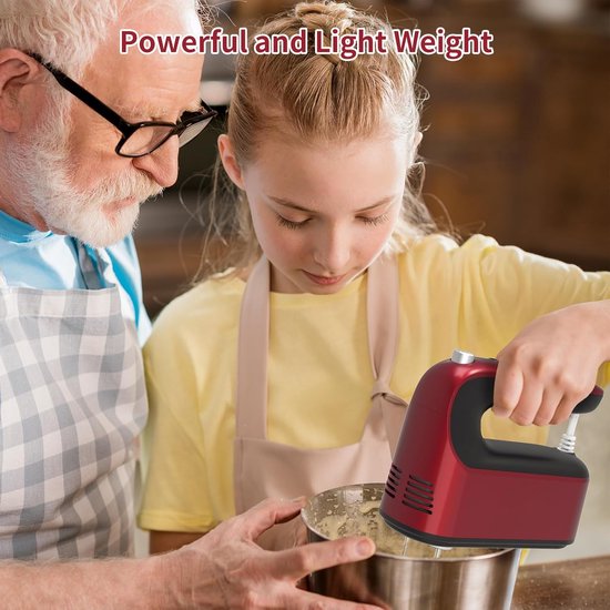 Handmixer Elektrisch - Keukenmixer Handmatig - Bakken en Mixen - 9 Snelheden Touch Control - 400 Watt - Rood van Merkloos — afbeelding 2