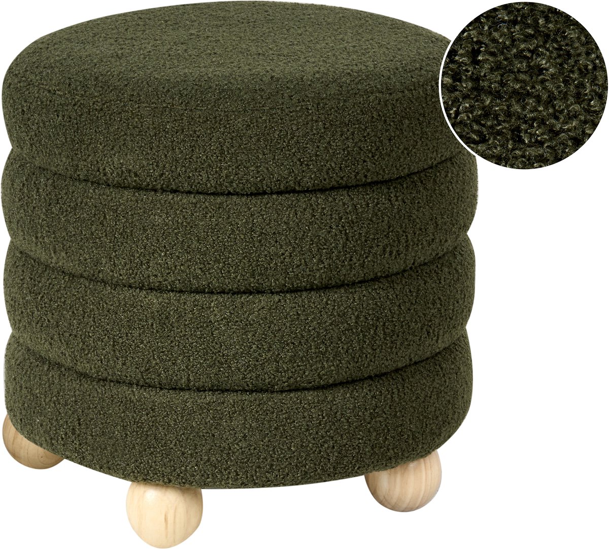 CHILLY - Poef - Groen - Bouclé