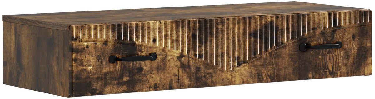 vidaXL Wandgemonteerde - Zijtafel - 87,5 - x - 34,5 - x - 17 - cm - Bewerkt - hout Gerookt eiken