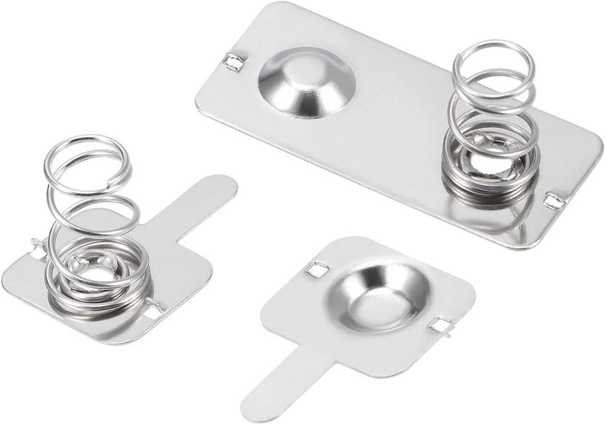 Batterijplaten - Veer contacten - Apparaten Reparatie - Positief naar negatief - 24mm x 11mm - Zilverkleurig