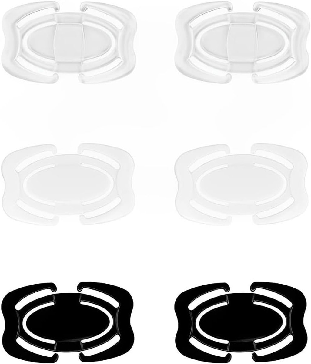 Set van 6 ovale kruisvormige beha clips voor trouwjurken - sport en fitness - voorkomt slippen - kleuren wit zwart transparant