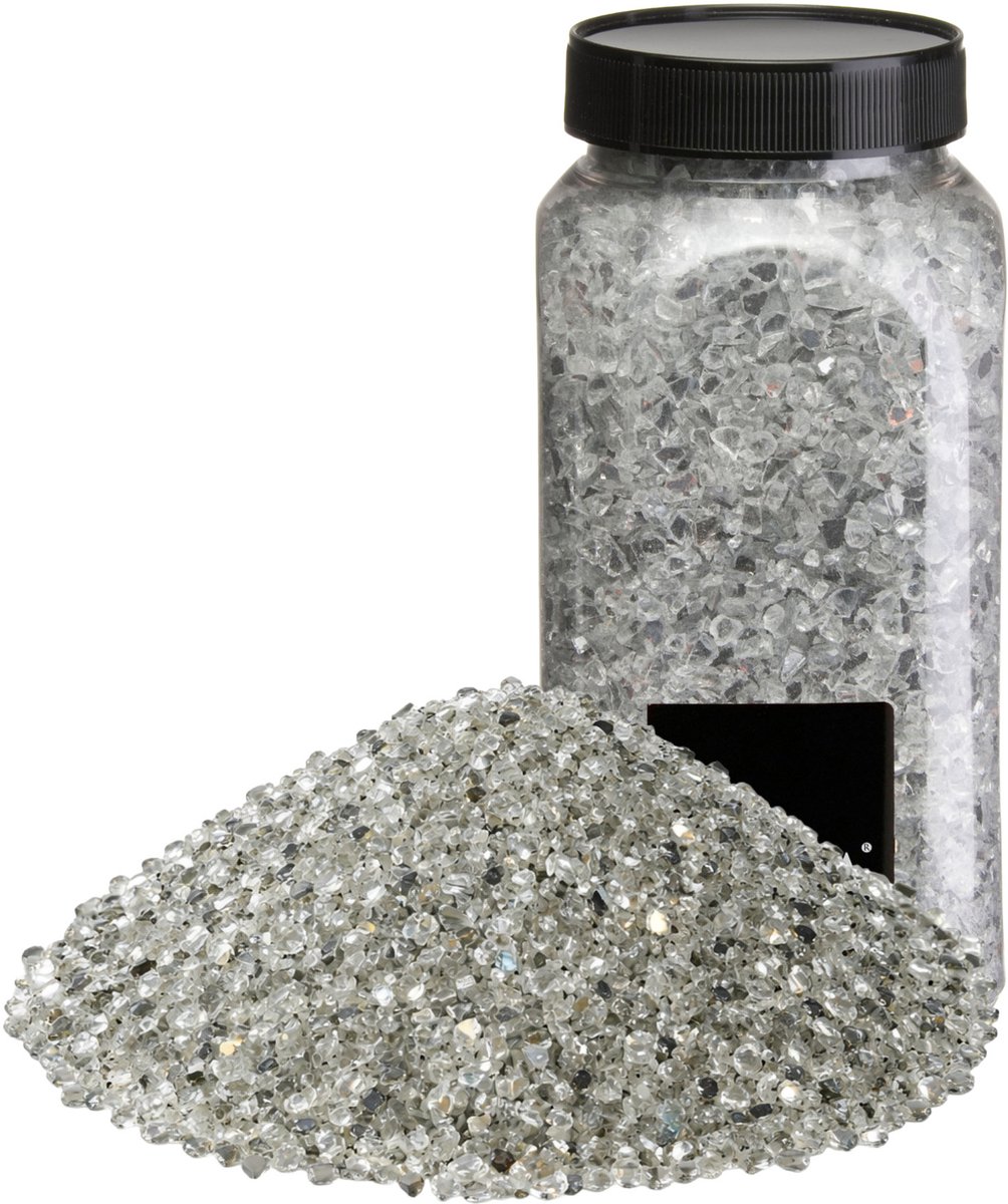 Rayher decoratie stenen / granulaat - 2x - 650 ml - 1-2 mm - spiegel glas - siergrind