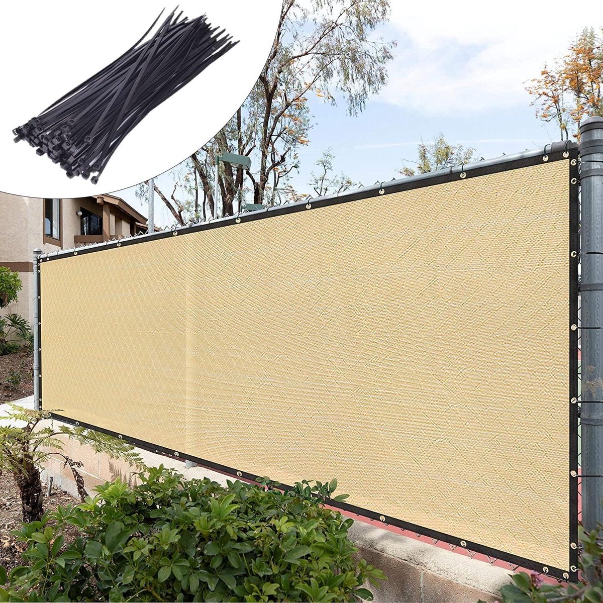 Privacy Scherm Doek - Hek Privacy - Meer Privacy Creëren - UV Waterbestendig HDPE - 4 x 47 Voet - Beige