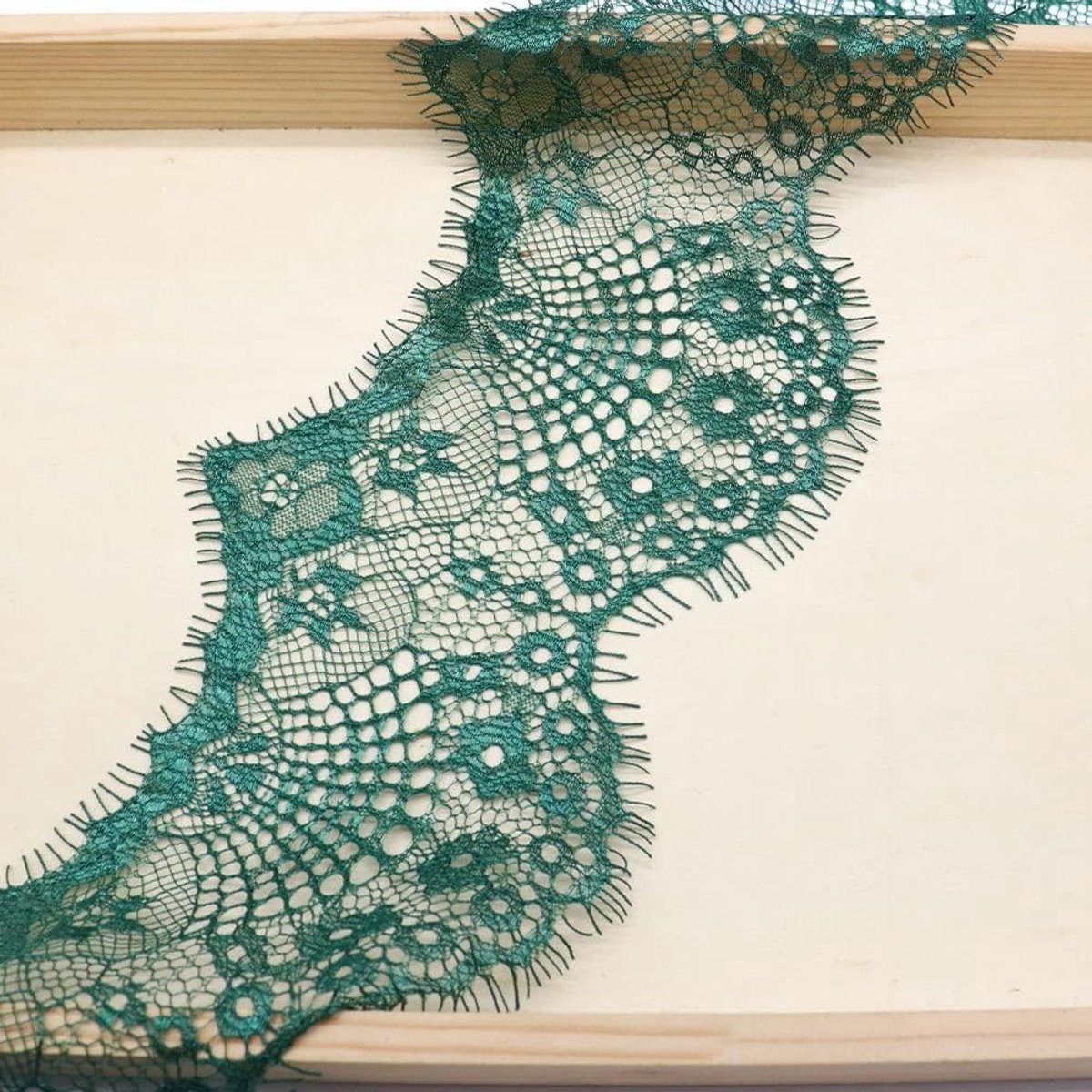 Elastische kantband van 9,5 cm met vintage randen voor naaien, DIY-projecten en decoratie van bruiloften en kleding, groen