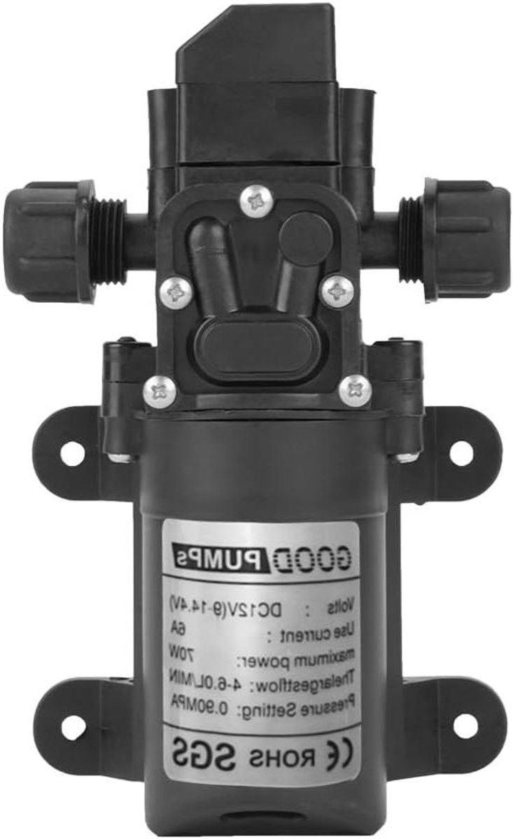Waterpomp 12V - Drukpomp - Watersystemen Aanjagen - Automatische Drukregeling - 6L Per Minuut - Zwart