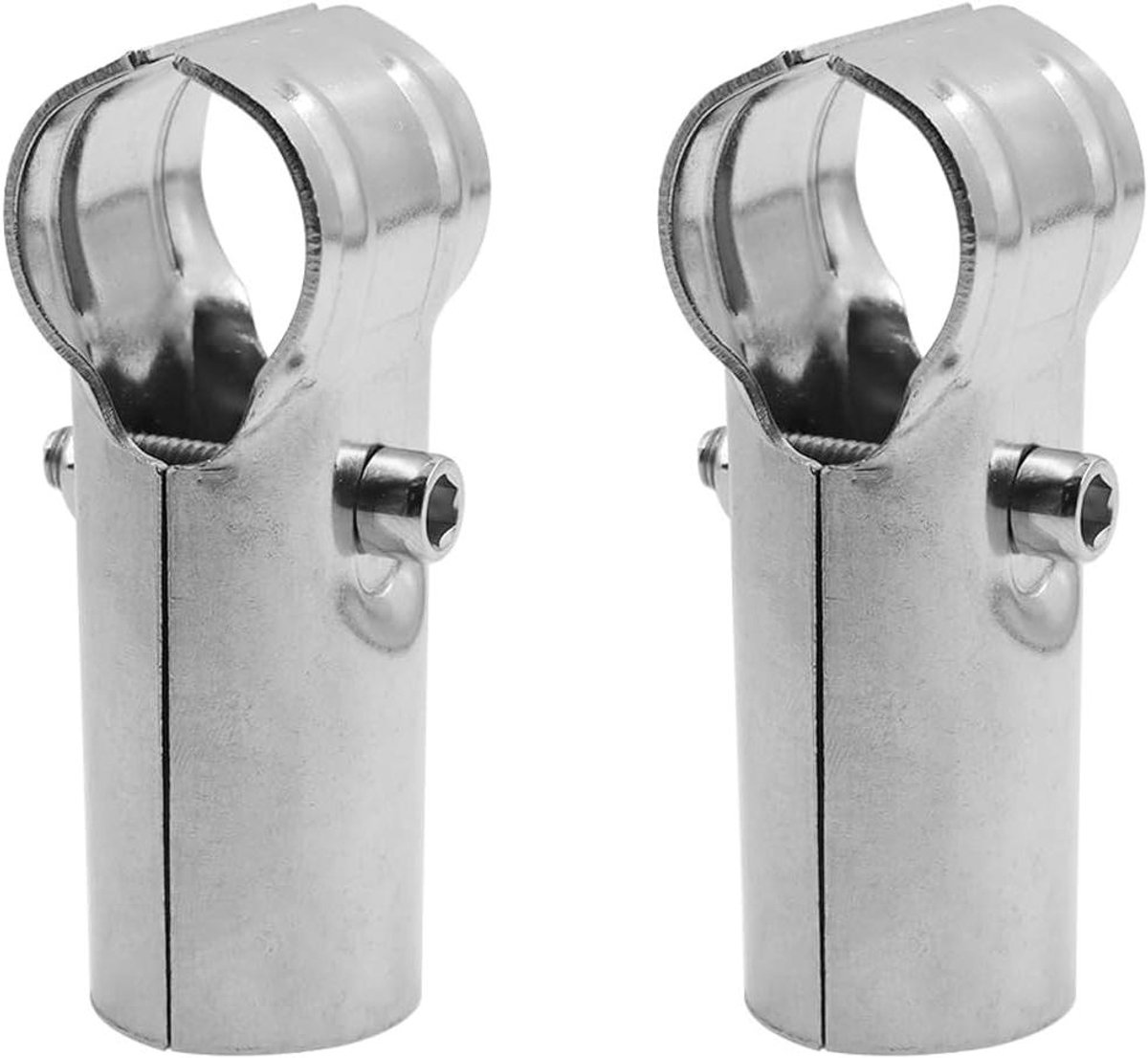 Eindrail pijpconnectoren - Metalen buisklemmen - Hekken verbinden - Roestvrij staal 201 - 79 mm lengte - Zilver