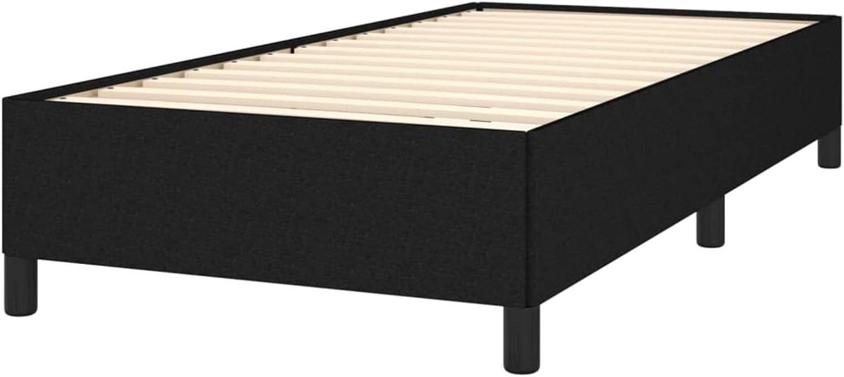 Eenpersoonsbed - Stoffen bedframe - Comfortabel slapen - Multiplex lattenbodem - 100 x 200 cm - Zwart