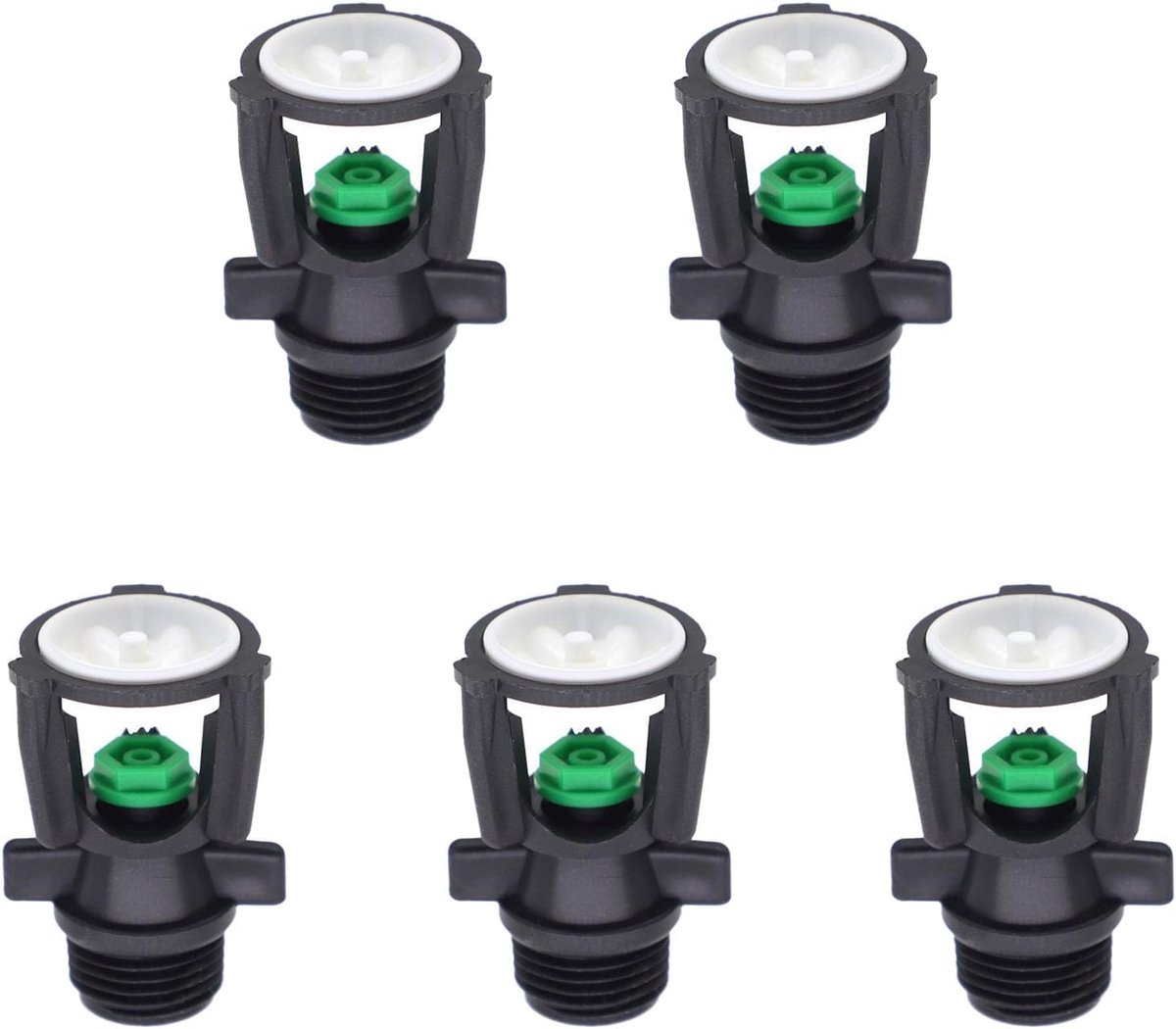 5 stuks tuinsproeier met buitendraad, 360 ° automatisch roterend verstrooiingssproeier voor gazon, kas, groentegewassen, irrigatie