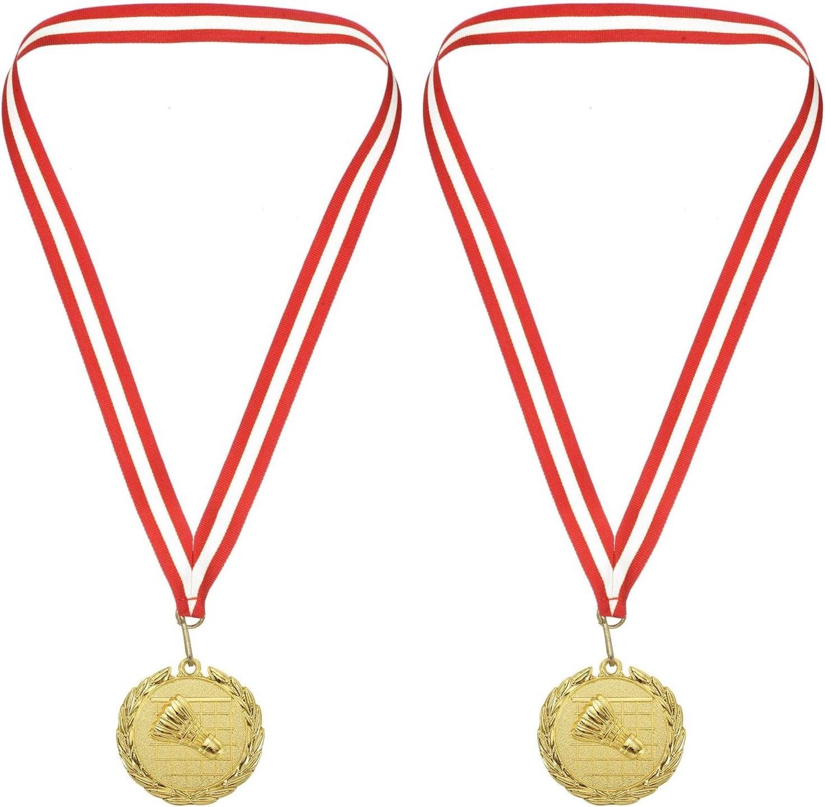 Badmintonmedailles - Sportprijzen - Sportwedstrijden - Gouden afwerking - 2 stuks - Goud