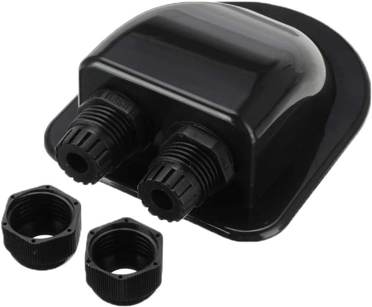Store_9 - Dubbel gat ABS Connector Cable Entry Plate - Geschikt voor Solar Panels - Zwart - Kabeldoorvoer voor RV Caravan Boot - Universeel gebruik