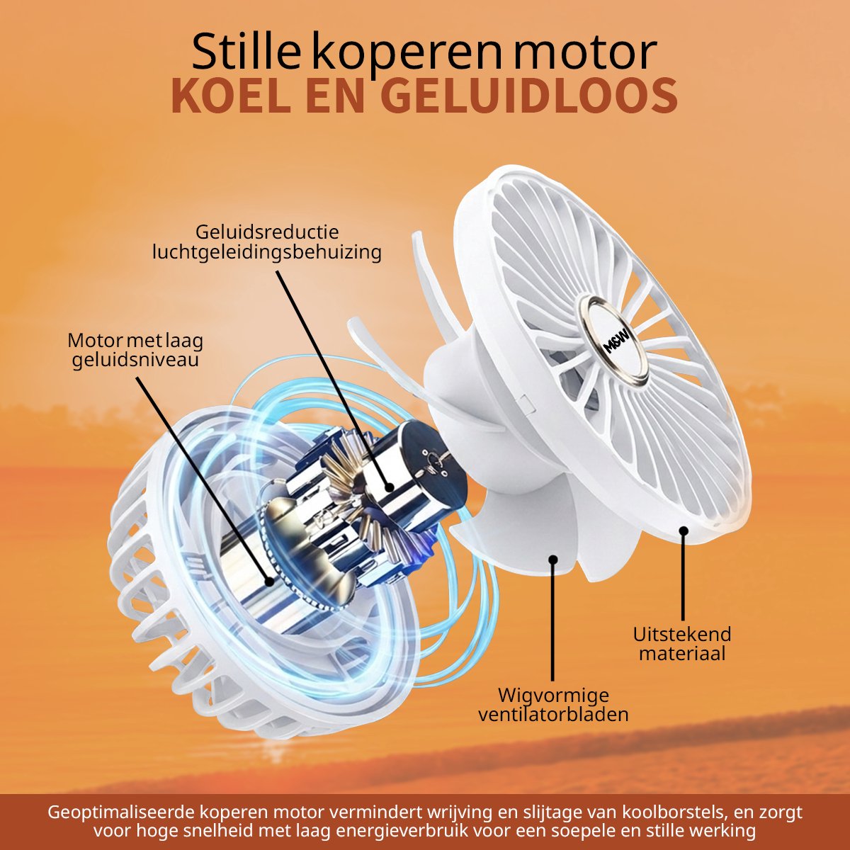 M&W Draagbare Hand Ventilator Hand Fan - Airco Verkoeling USB Ventilatoren - Handventilator Wit — afbeelding 9
