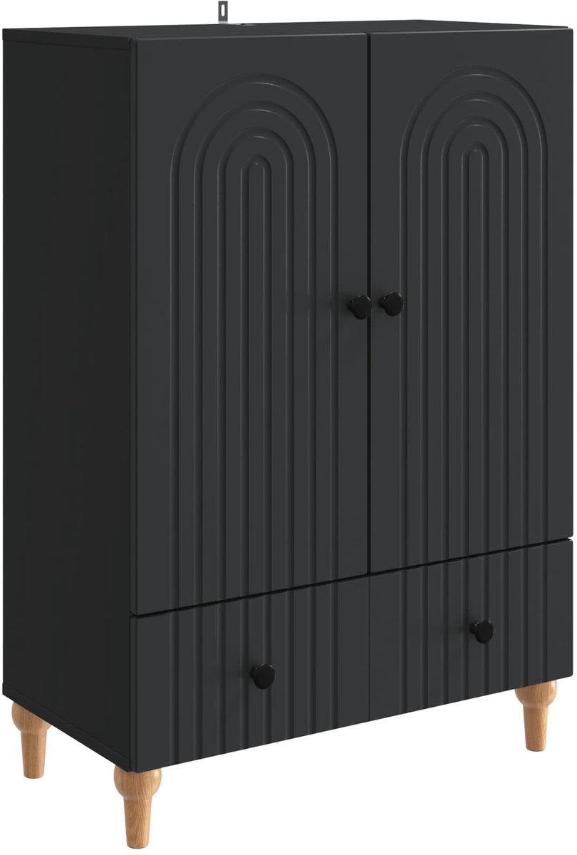 vidaXL - Dressoir - met - lade - Zwart - 66 - x - 34,5 - x - 95 - cm - Bewerkt - hout
