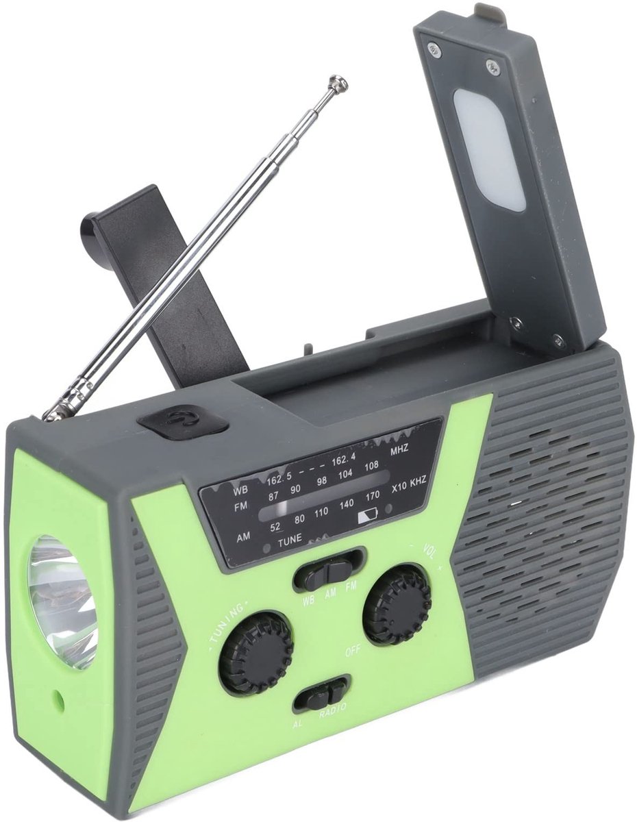 Golden crown - Wind-up Zonne-radio - Zonne-energie Radio - Ideaal voor Buitenactiviteiten - Groente - 2000 MAh Batterij - Geschikt voor Kamperen en Wa