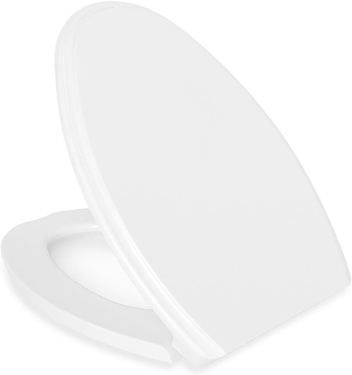 Toiletbril Ovaal - Langwerpige Deksel - Stil Sluiten - Snelbevestiging Metalen Scharnieren - 47 x 35.8 cm - Wit
