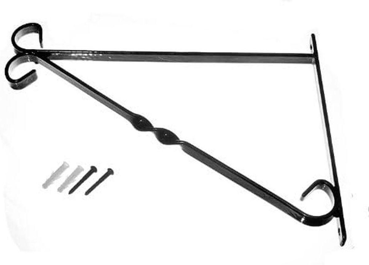 Hangmand Wandsteun - Opknoping Mand - Spullen Ophangen - Staal Kunststof Gecoat - 350 MM - Zwart